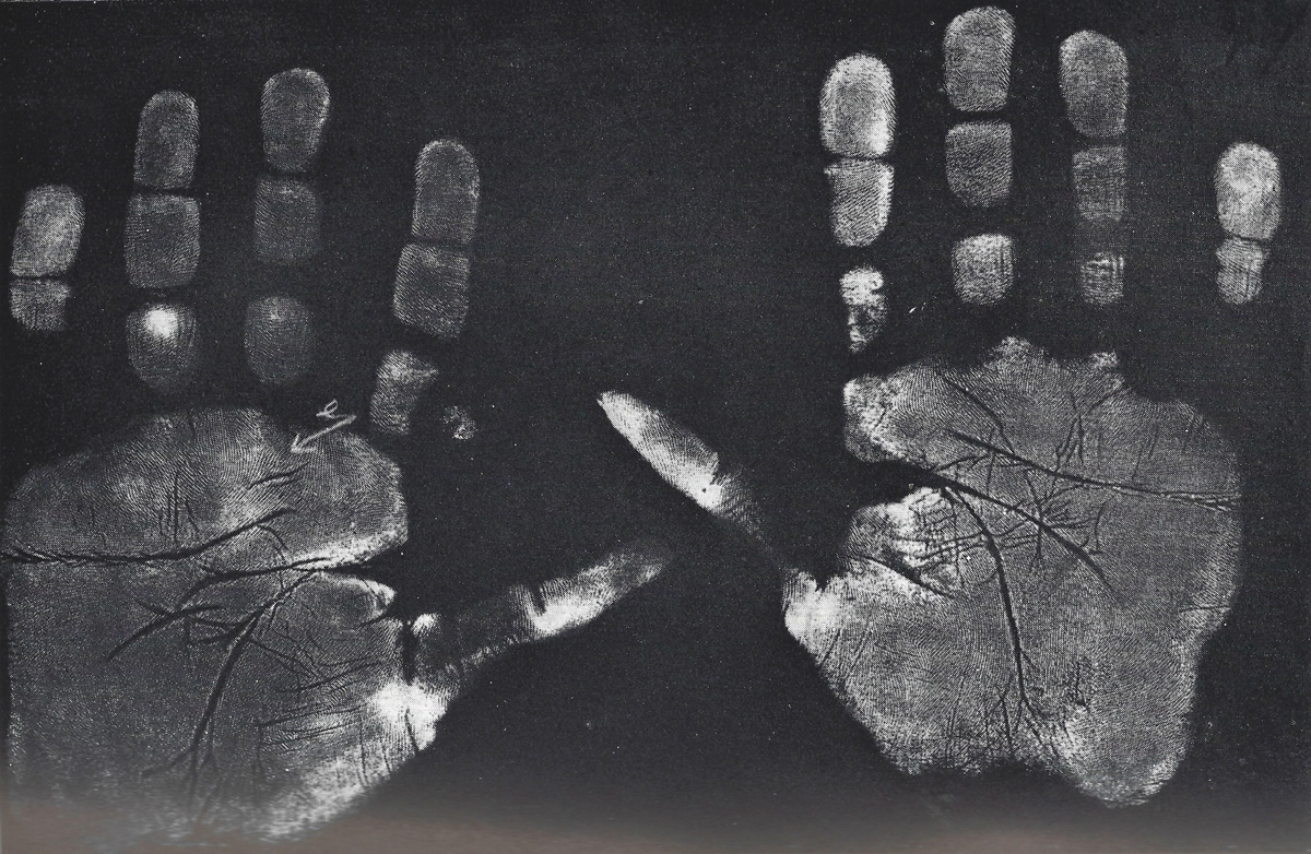 Handprints of boy of fourteen