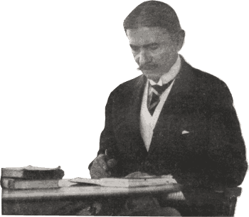 The late Frank Harris at work in his study