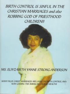 Front cover, bearing the title and a fuzzy pic of Ms Strong-Anderson looking at the camera on a pale blue background
