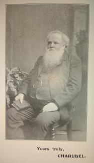 A portrait of the author, a portly old gent with copious beard