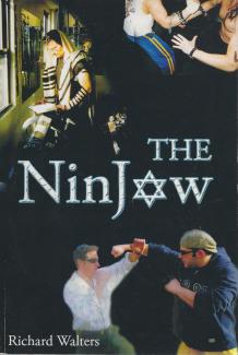 Book cover, with the author pictured in religious study and showing fight moves
